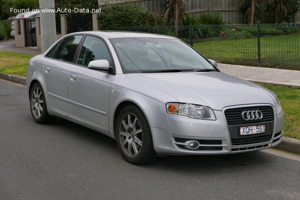 Full specifications and technical details 2004 Audi A4 (B7 8E) 2.0 TFSI (200 Hp) Multitronic