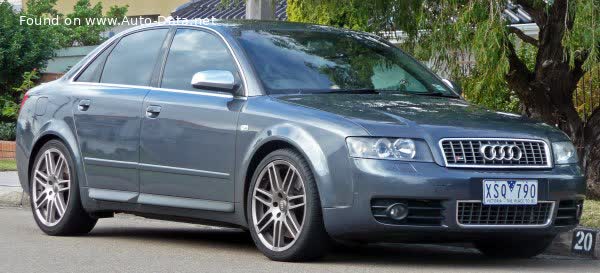 Vollständige Spezifikationen und technische Details 2003 Audi S4 (8E,B6) 4.2i V8 (344 Hp) quattro