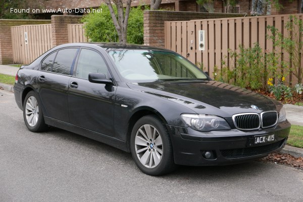 Full specifications and technical details 2005 BMW 7 Series (E65, facelift 2005) 730i (258 Hp) Steptronic