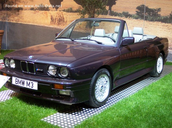 Vollständige Spezifikationen und technische Details 1989 BMW M3 Convertible (E30) 2.3 (215 Hp) CAT