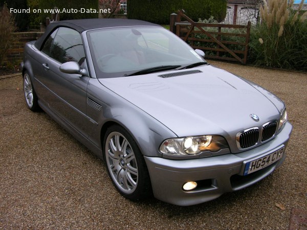 Full specifications and technical details 2001 BMW M3 Convertible (E46) 3.2i 24V (343 Hp)