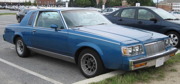 Vollständige Spezifikationen und technische Details 1981 Buick Regal II Coupe (facelift 1981) 3.8 V6 (280 Hp) Automatic