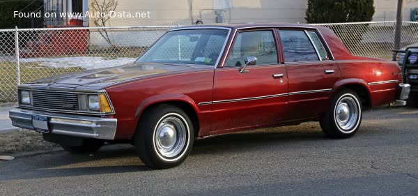 Vollständige Spezifikationen und technische Details 1981 Chevrolet Malibu IV Sedan (facelift 1981) 3.8 V6 (110 Hp) CAT Automatic
