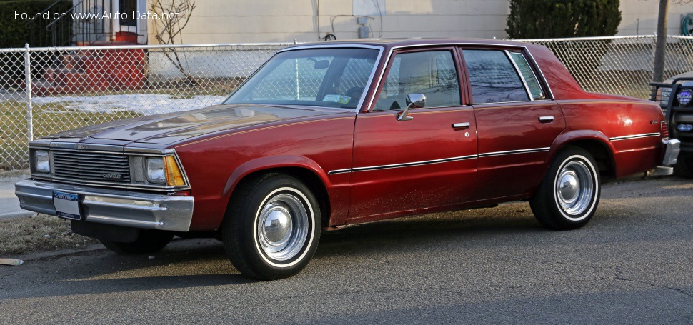 Full specifications and technical details 1981 Chevrolet Malibu IV Sedan (facelift 1981) 3.8 V6 (110 Hp) CAT Automatic