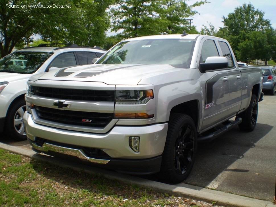 Vollständige Spezifikationen und technische Details 2016 Chevrolet Silverado 1500 III (facelift 2016) Double Cab Standard Box 5.3 V8 EcoTec3 (355 Hp) Automatic 6-speed