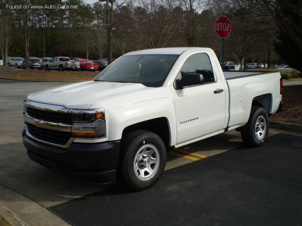 Vollständige Spezifikationen und technische Details 2016 Chevrolet Silverado 1500 III (facelift 2016) Regular Cab Standard Box 4.3 V6 EcoTec3 (285 Hp) Automatic