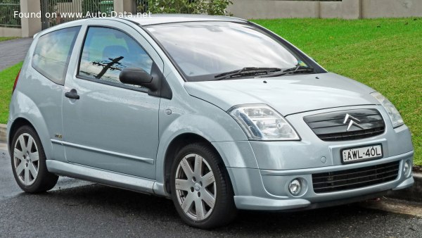 Full specifications and technical details 2004 Citroen C2 I (Phase I, 2003) VTS 1.6i 16V (122 Hp)