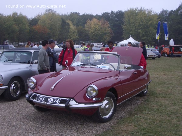 Full specifications and technical details 1962 Citroen DS I Cabriolet Chapron 19 (83 Hp)