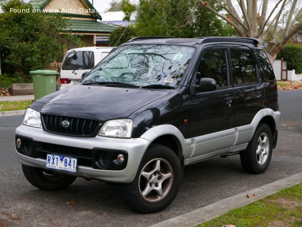 Full specifications and technical details 2000 Daihatsu Terios (J1) 1.3 i 16V 4WD Turbo (140 Hp) Automatic