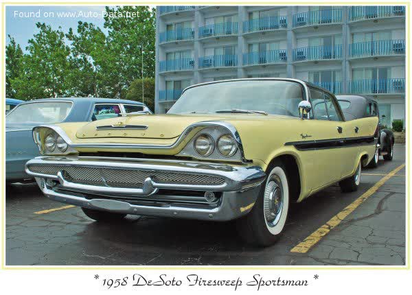 Full specifications and technical details 1957 DeSoto Firesweep I 4-Door Sportsman (facelift 1958) 5.7 V8 (280 Hp) TorqueFlite