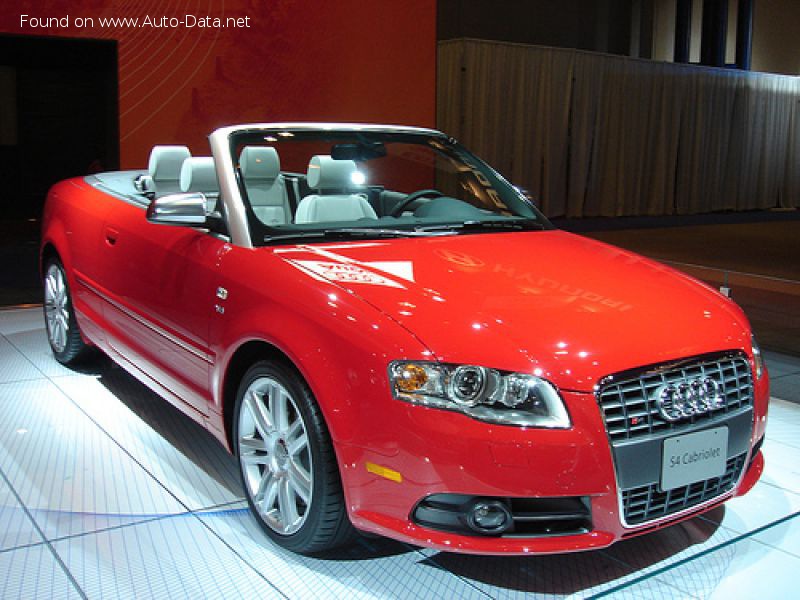 Full specifications and technical details 2004 Audi S4 Cabriolet (8E,B7) 4.2i V8 40V (344 Hp) quattro Tiptronic