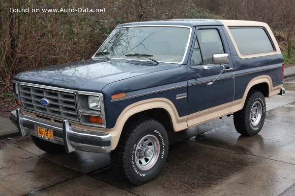 Full specifications and technical details 1980 Ford Bronco III 5.8 V8 (156 Hp) AWD