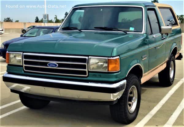 Vollständige Spezifikationen und technische Details 1987 Ford Bronco IV 5.8 V8 (213 Hp) AWD Automatic