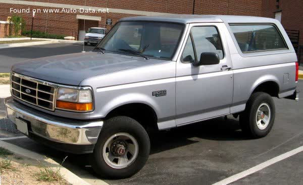 Full specifications and technical details 1992 Ford Bronco V 5.8 V8 (203 Hp) AWD Automatic