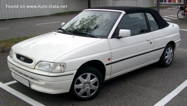 Full specifications and technical details 1993 Ford Escort VI Cabrio (ALL) 1.8 i 16V XR3i (130 Hp)