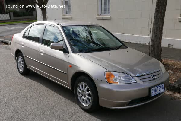 Full specifications and technical details 2001 Honda Civic VII Sedan 1.4 i 16V (90 Hp)