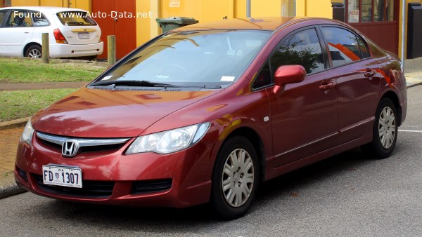 المواصفات والتفاصيل التقنية الكاملة 2006 Honda Civic VIII Sedan 1.8 i-VTEC 16V (140 Hp) Automatic