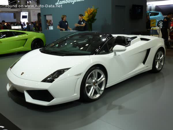 Vollständige Spezifikationen und technische Details 2009 Lamborghini Gallardo LP 560-4 Spyder 5.2 V10 (560 Hp) AWD E-Gear