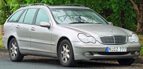 المواصفات والتفاصيل التقنية الكاملة 2002 Mercedes-Benz C-class T-modell (S203) C 180 Kompressor (143 Hp) Automatic