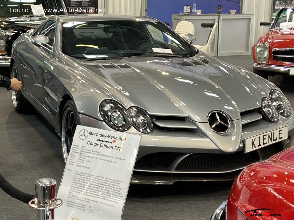 Full specifications and technical details 2006 Mercedes-Benz SLR McLaren (C199) Coupe 722 Edition 5.5 V8 Kompressor (650 Hp) AMG SPEEDSHIFT R