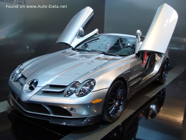 Vollständige Spezifikationen und technische Details 2007 Mercedes-Benz SLR McLaren (R199) Roadster 5.5 V8 Kompressor (626 Hp) AMG SPEEDSHIFT R