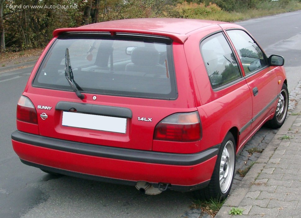 المواصفات والتفاصيل التقنية الكاملة 1990 Nissan Sunny III Hatch (N14) 3 doors 1.6 16V (110 Hp)