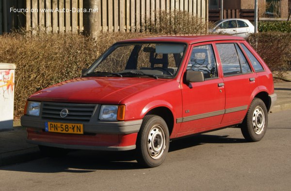 Full specifications and technical details 1982 Opel Corsa A 1.2 S (55 Hp)