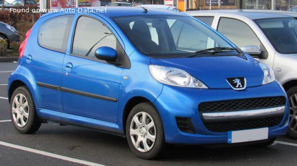 Spécifications complètes et détails techniques 2010 Peugeot 107 (Phase II, 2008) 5-door 1.0 (68 Hp) 2-Tronic