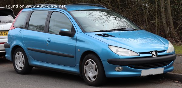 Full specifications and technical details 2002 Peugeot 206 SW 1.4i 16V (90 Hp)