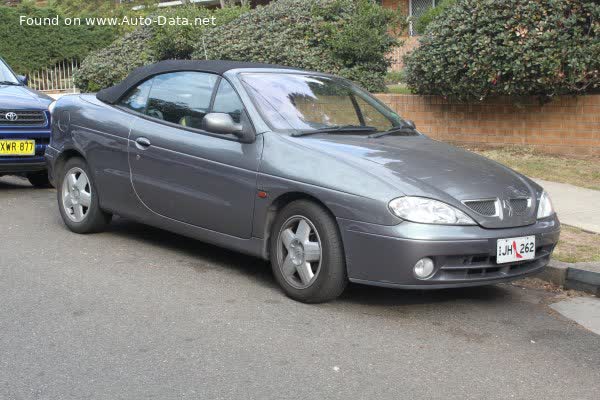 Vollständige Spezifikationen und technische Details 1999 Renault Megane I Cabriolet (Phase II, 1999) 1.4i 16V (95 Hp)