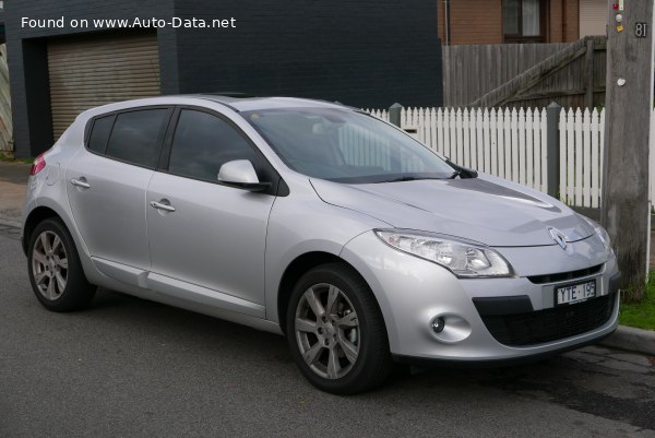 Full specifications and technical details 2009 Renault Megane III GT 2.0 dCi (160 Hp) FAP