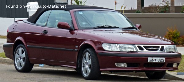 المواصفات والتفاصيل التقنية الكاملة 2000 Saab 9-3 Cabriolet I 2.0 T (205 Hp)