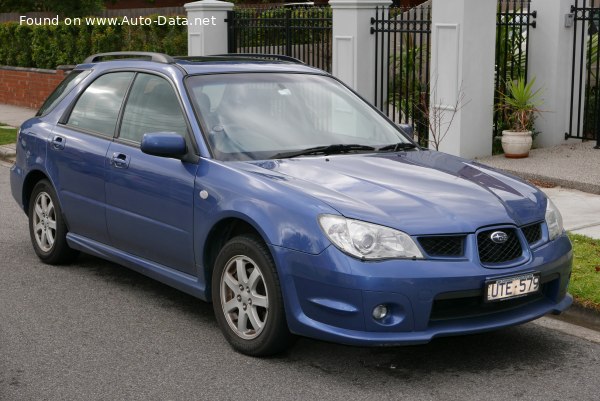 Full specifications and technical details 2005 Subaru Impreza II Station Wagon (facelift 2005) 2.0 (160 Hp) AWD