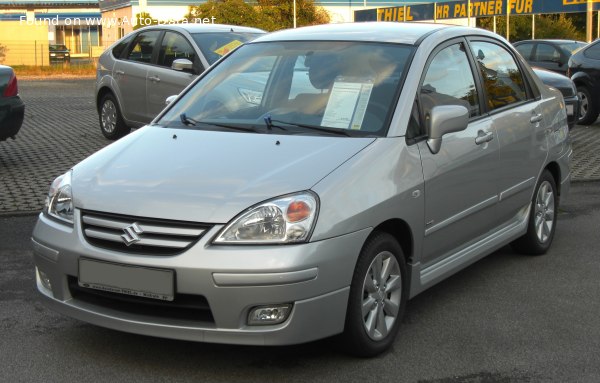 Full specifications and technical details 2004 Suzuki Liana Sedan I (facelift 2004) 1.6i (107 Hp) 4WD