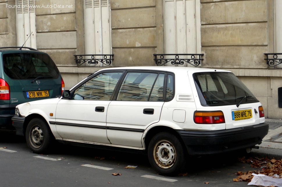 Full specifications and technical details 1989 Toyota Corolla Hatch VI (E90) 1.3 i (EE90) (75 Hp)