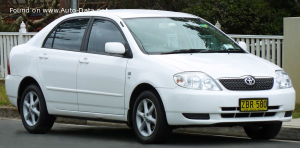 Full specifications and technical details 2001 Toyota Corolla IX (E120, E130) 1.6i 16V (110 Hp)