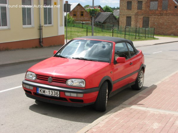 المواصفات والتفاصيل التقنية الكاملة 1995 Volkswagen Golf III Cabrio 1.6i (75 Hp)