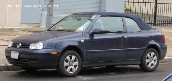 المواصفات والتفاصيل التقنية الكاملة 1998 Volkswagen Golf IV Cabrio 2.0i (116 Hp) Automatic