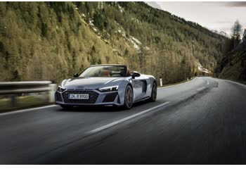 Full specifications and technical details 2020 Audi R8 II Spyder (4S, facelift 2019) 5.2 FSI V10 (540 Hp) RWD S tronic