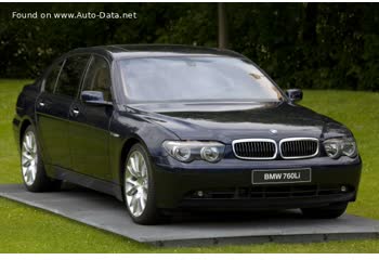 Full specifications and technical details 2002 BMW 7 Series Long (E66) 760Li (445 Hp) Steptronic