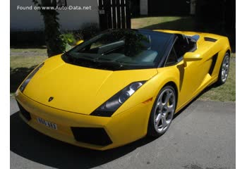 Full specifications and technical details 2005 Lamborghini Gallardo Spyder 5.0 V10 (520 Hp) AWD E-Gear