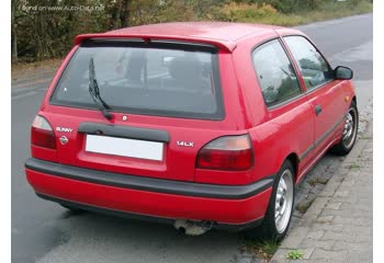 المواصفات والتفاصيل التقنية الكاملة 1990 Nissan Sunny III Hatch (N14) 3 doors 1.4 16V (75 Hp)