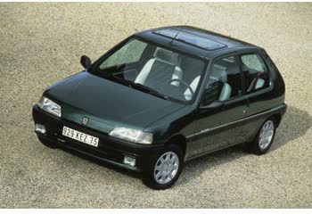 Full specifications and technical details 1991 Peugeot 106 I (1A/C) 1.1 (60 Hp)