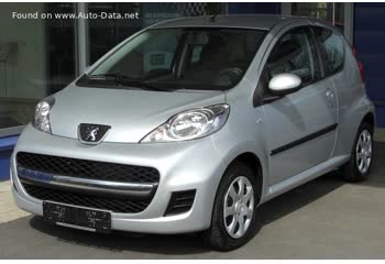 Full specifications and technical details 2010 Peugeot 107 (Phase II, 2008) 3-door 1.0 (68 Hp) 2-Tronic