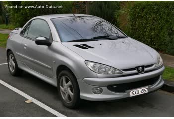 Full specifications and technical details 2000 Peugeot 206 CC 2.0 S16 (135 Hp)